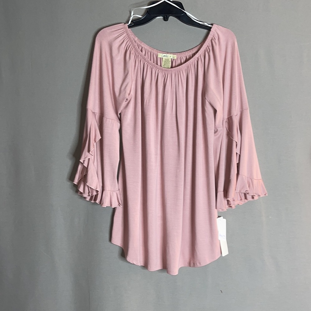 Small Blush Pink ruffled sleeves with elastic neckline